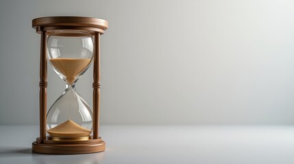 Elegant hourglass showcasing the passage of time with golden sand flowing