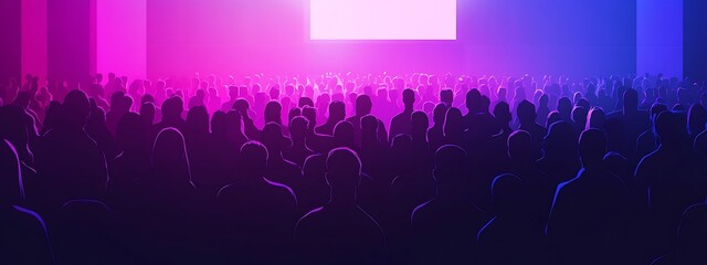 Silhouetted crowd at a concert.