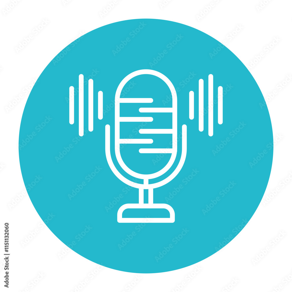 Poster microphone icon vector image. can be used for voice recognition.