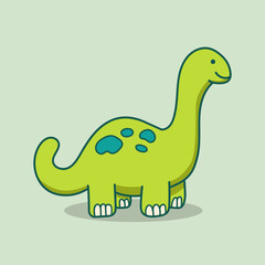 Cute green brontosaurus character for kids