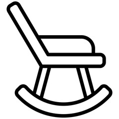 Rocking Chair Icon, Black And White Outline Icon Symbol