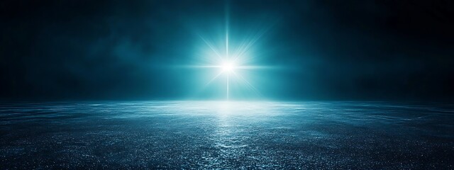 Fototapeta premium Bright light shining on dark surface.