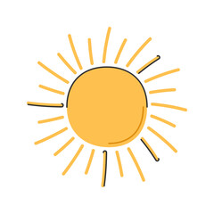Sun Icon Illustration with soft color palette in flat design style. Perfect for Spring season themed designs