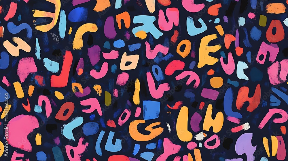 Poster colorful abstract seamless pattern on dark background.