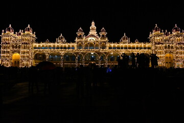 City Palace illuminated during a festival at nigh