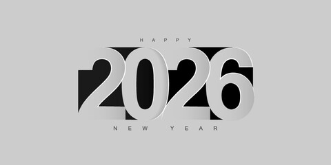 Happy new year 2026 design concept, Happy NewYear Greeting Card Number. Happy new year 2026 cover design, for banners, posters, backgrounds and greetings.