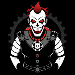 Creepy Clockwork Clown A Steampunk Inspired Design for T-Shirts