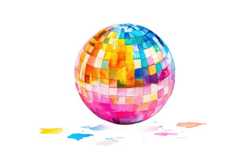 Obraz premium Vibrant Watercolor Disco Ball with Reflections