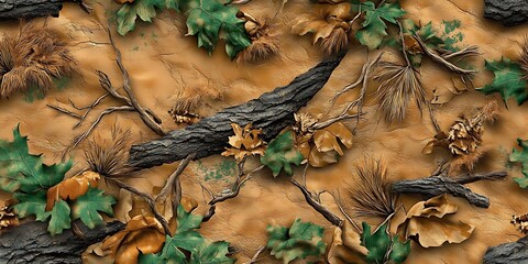 Fototapeta premium camouflage texture traditional seamless, Traditional Camouflage Texture with Natural Elements