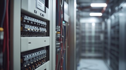 A professional electrical panel installation in a modern home, neatly organized wires, clean environment, 