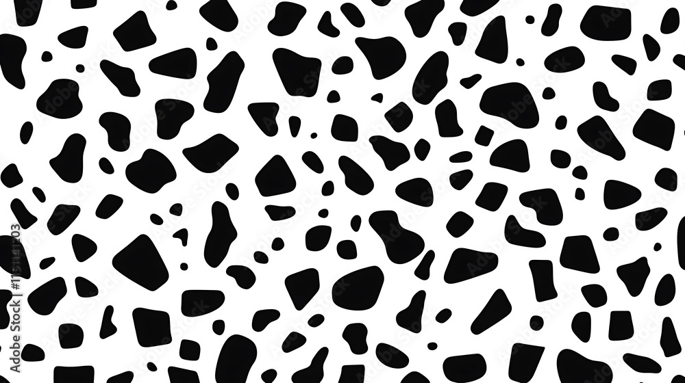 Poster black and white abstract terrazzo pattern.