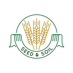 Simple Logo with Seed and soil icon. Simple Logo with a farmhouse with a seed. Perfect for use in websites, mobile apps, and environmental design. Vector illustration.