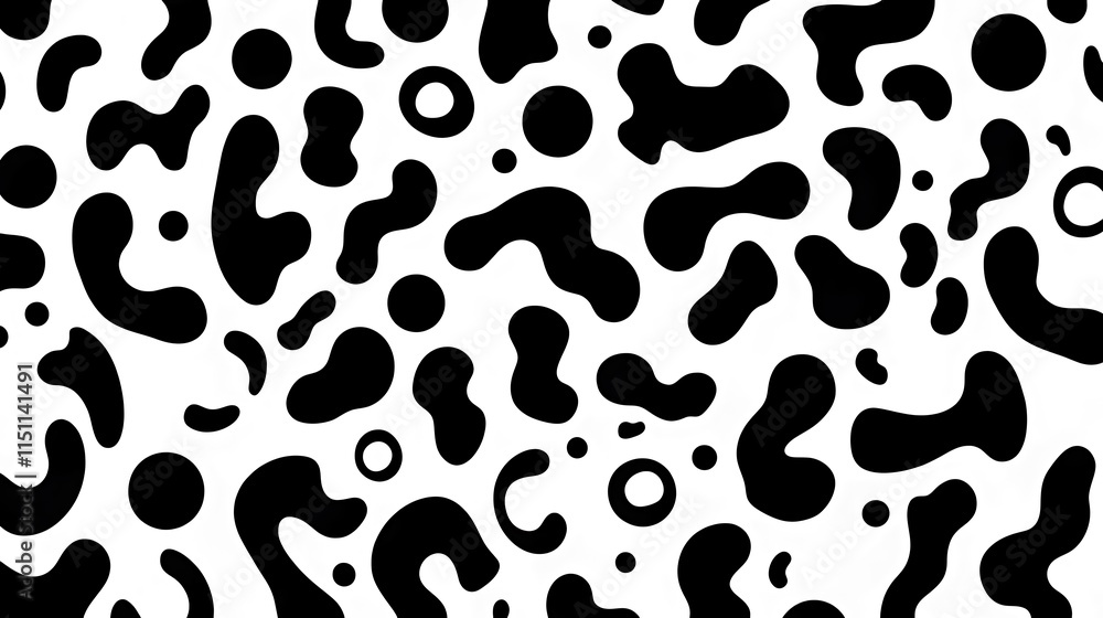 Poster black and white abstract organic blob pattern.