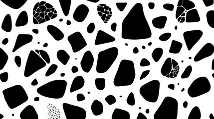 Fototapeta premium Black and white terrazzo seamless pattern.