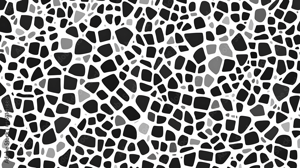 Poster black and white pebble mosaic seamless pattern.