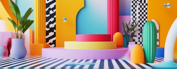 Fototapeta premium Modern Memphis Design with Bold Shapes and Patterns