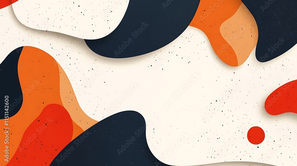 Poster abstract background with orange and blue layered shapes.