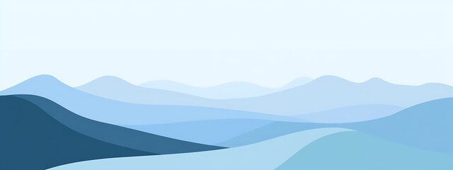 Misty blue mountain landscape.