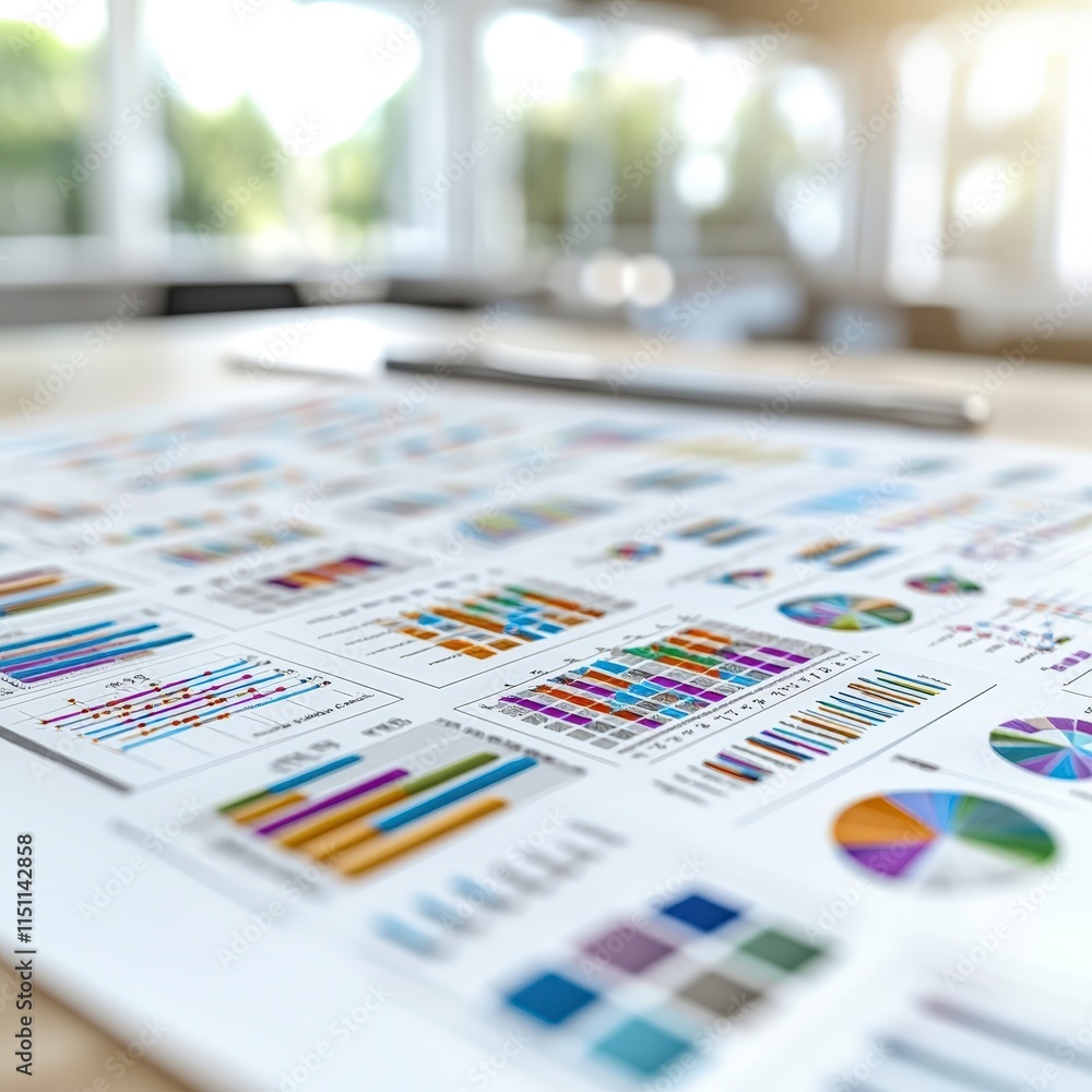 Poster Business Charts Graphs Data Analysis Report Document Closeup