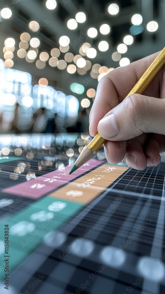Poster data analysis hand writing insights on charts graphs