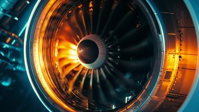 This image features a stunning jet engine highlighting its components and energy. Ideal for showcasing innovation in aviation technology and engineering design. Generative AI