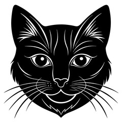 Cat Head Silhouette vector illustration