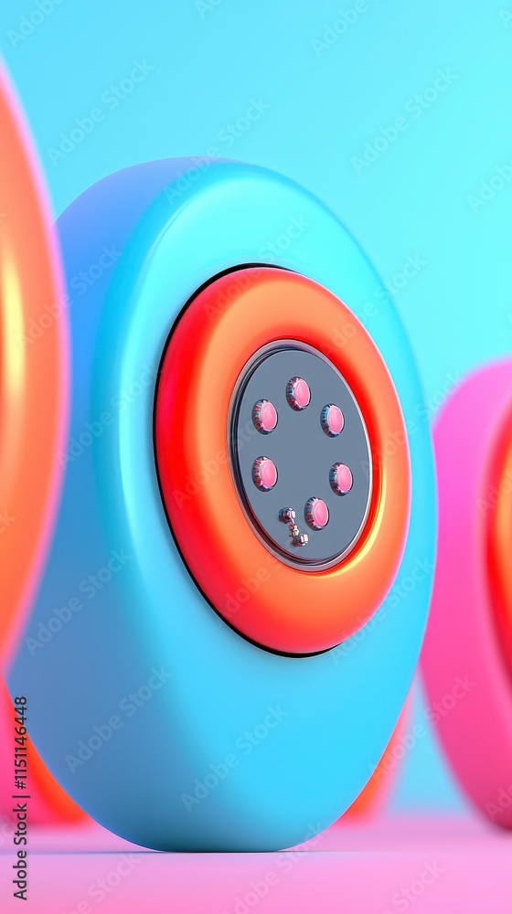Poster abstract colorful 3d render geometric shapes circular design tech theme