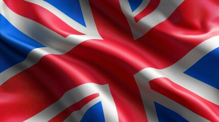 Fototapeta premium Waving UK Flag British Flag Union Jack National Symbol Close Up Fabric Texture Red