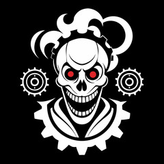 Steampunk Scary Clown Eerie Carnival Glow with Gears and Steam for T-Shirts