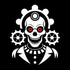 Steampunk Scary Clown Eerie Carnival Glow with Gears and Steam for T-Shirts
