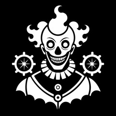 Steampunk Scary Clown Eerie Carnival Glow with Gears and Steam for T-Shirts