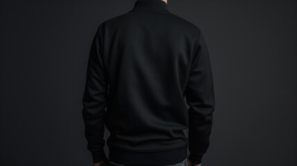 Back View of a Stylish Black Jacket, Perfect for Mockup Designs