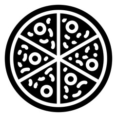 Pizza Icon, Black And White Glyph Icon Symbol