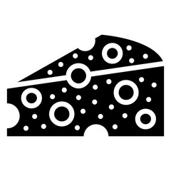 Cheese Icon, Black And White Glyph Icon Symbol