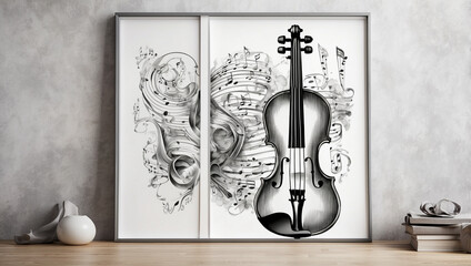 Elegant Violin Music Graphite Poster Background for Artistic Expression