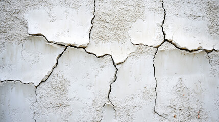 Obraz premium Weathered white wall with deep cracks