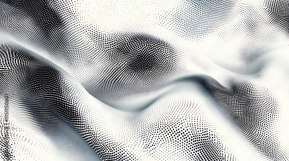 Poster Abstract wave pattern of dots and lines.