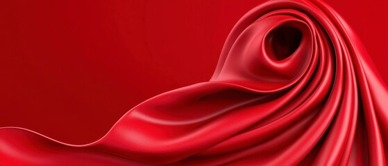 Obraz premium Abstract Red Silk Drape Elegant Swirling Fabric Texture