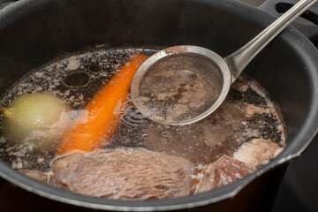 broth foam in soup