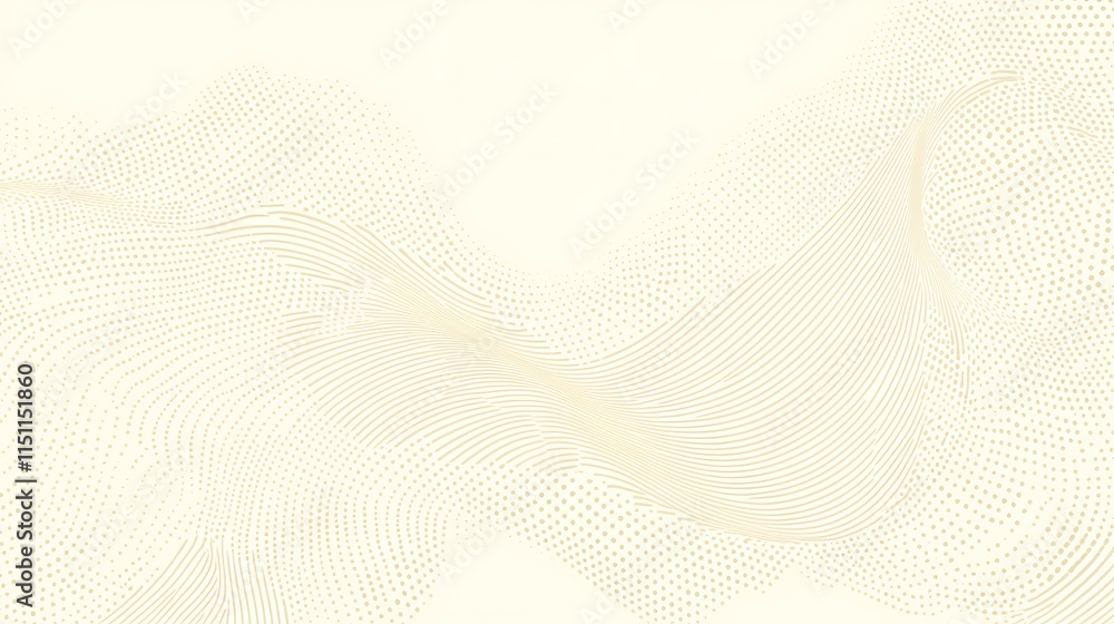 Aufkleber abstract beige wavy lines and dots background.
