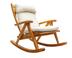 Comfortable wooden rocking chair with soft cushion, perfect for relaxation and leisure. Ideal for indoor or outdoor use, adding cozy touch to any space