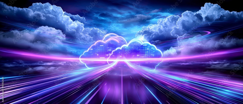 Poster fast cloud data synchronization digital highway to the cloud