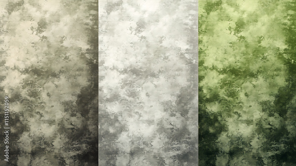 Aufkleber three vertical banners with abstract textured backgrounds.