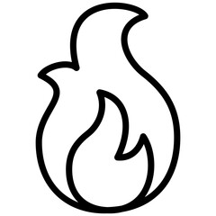 Fire Icon, Black And White Outline Icon Symbol