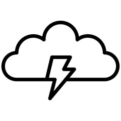 Thunder Cloud Icon, Black And White Outline Icon Symbol