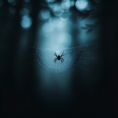 Dark Forest Spider Web  Mystical Nature Photography