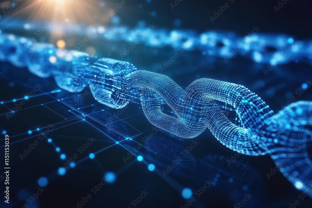 Poster abstract digital chain link network.