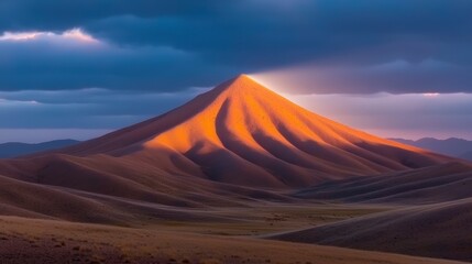 Majestic Sunset over Golden Mountain Range  Dramatic Landscape Photography