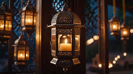 Free New Photo Ramadan and Eid al fitr concept backgrounds dates with traditional lantern Light Lamp and Tasbeeh, Ramadan Kareem Mubarak background