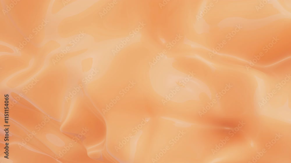 Poster abstract cosmetic peach looping animation background. smooth beige wavy cream or liquid. 3d renderin